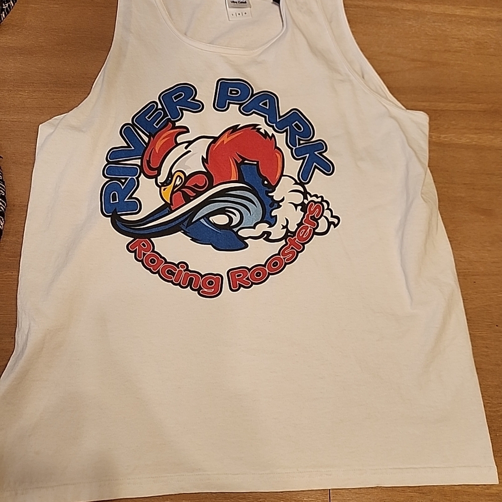 Gildan White Tank Top with Colorful Graphic